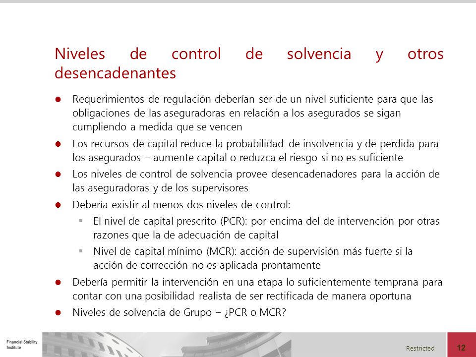 Niveles de control de solvencia y otros desencadenantes