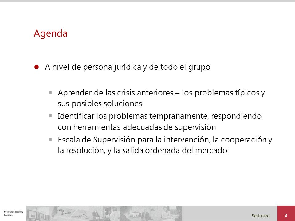 Agenda A nivel de persona jurídica y de todo el grupo