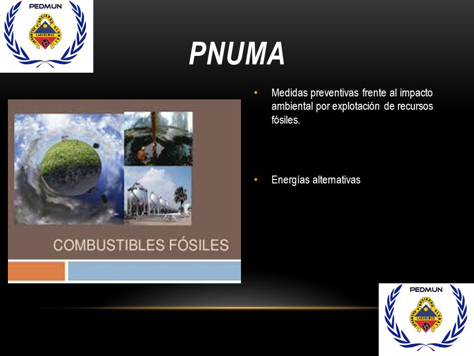 PNUMA Medidas preventivas frente al impacto ambiental por explotación de recursos fósiles.