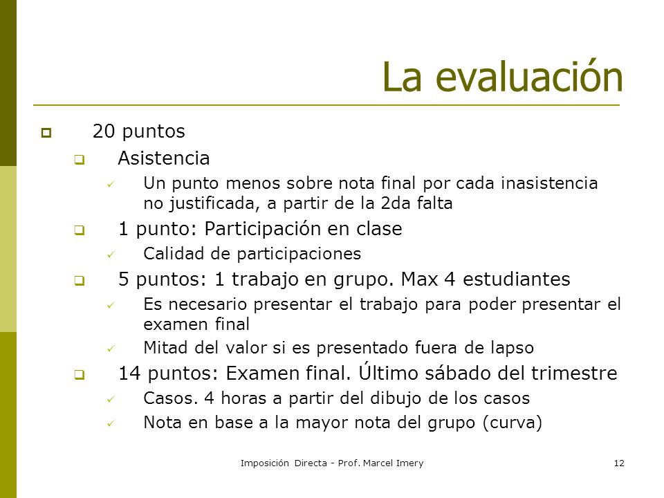 Imposición Directa - Prof. Marcel Imery