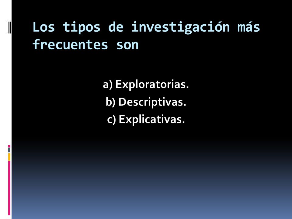 Los tipos de investigación más frecuentes son