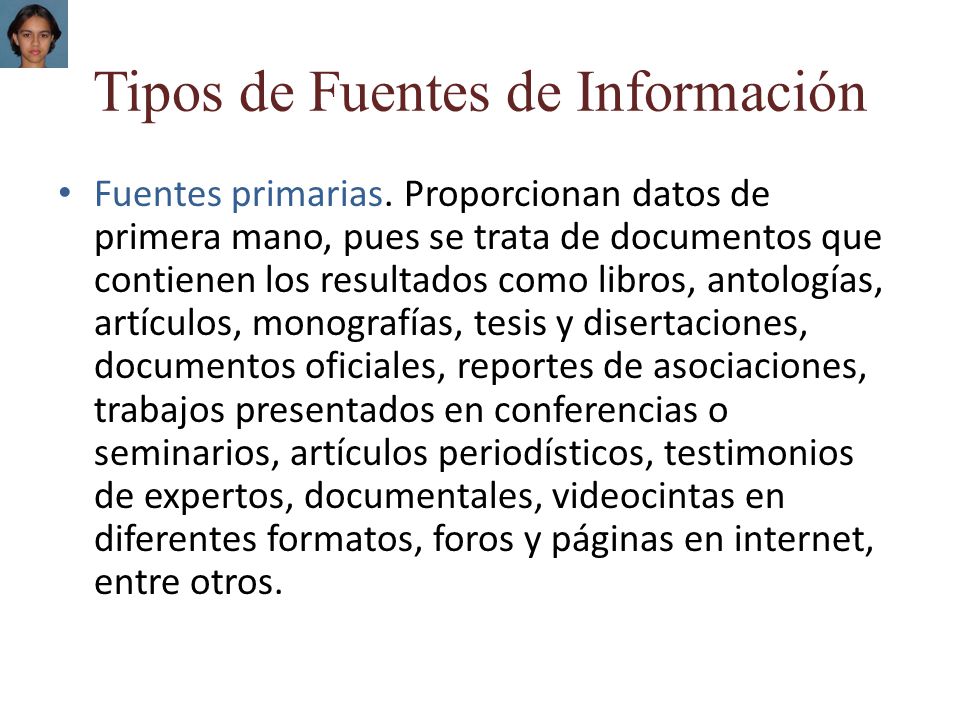 Tipos de Fuentes de Información