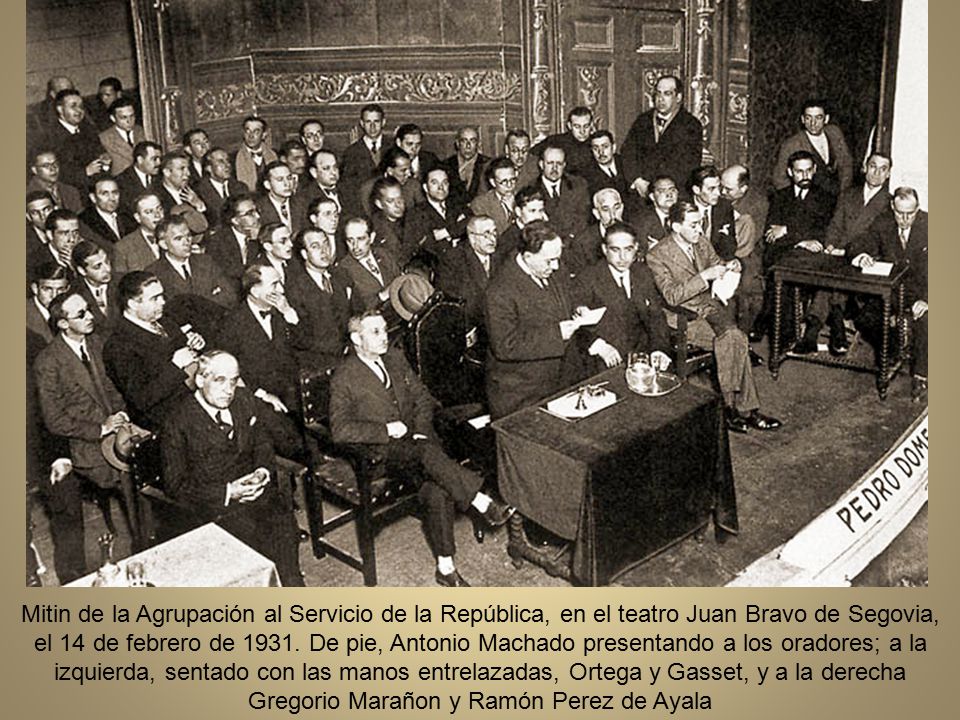 Mitin de la Agrupación al Servicio de la República, en el teatro Juan Bravo de Segovia, el 14 de febrero de 1931.