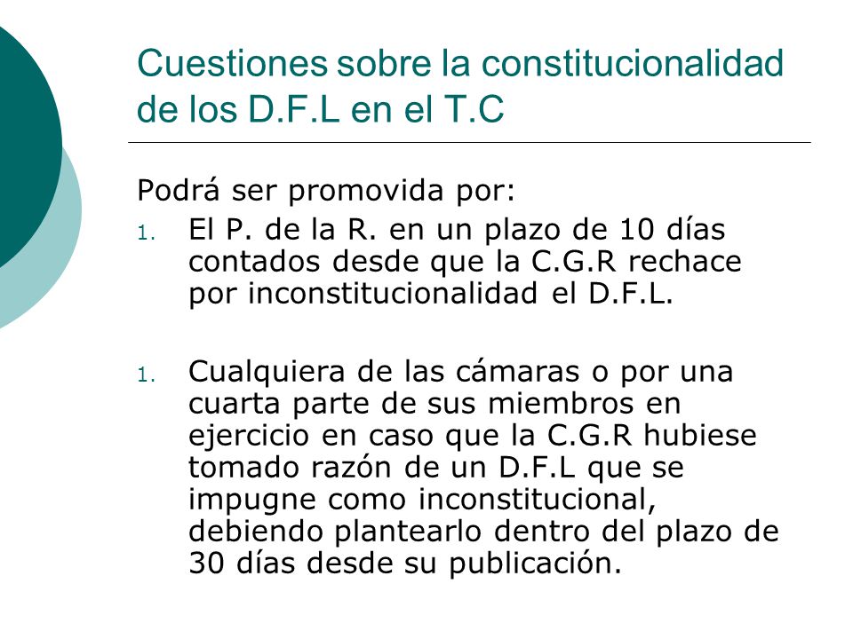 Cuestiones sobre la constitucionalidad de los D.F.L en el T.C