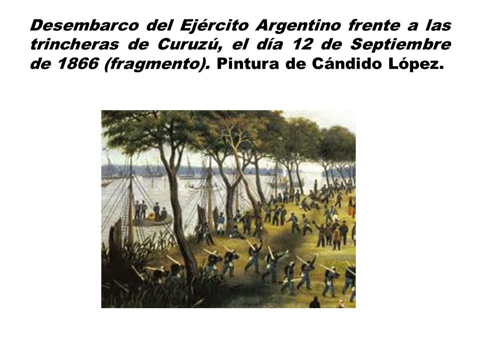Desembarco del Ejército Argentino frente a las trincheras de Curuzú, el día 12 de Septiembre de 1866 (fragmento).