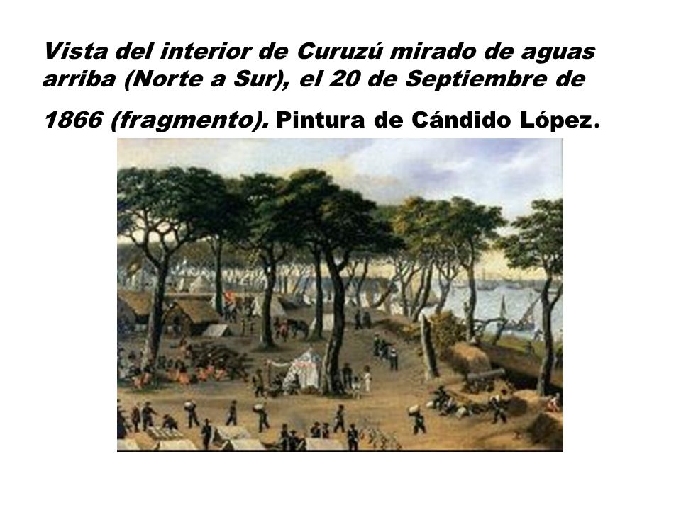 Vista del interior de Curuzú mirado de aguas arriba (Norte a Sur), el 20 de Septiembre de 1866 (fragmento).