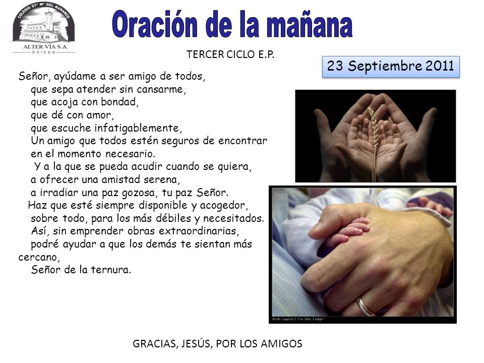 Oración de la mañana 23 Septiembre 2011 TERCER CICLO E.P.