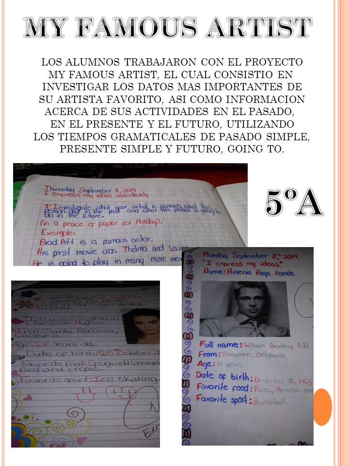 5ºA MY FAMOUS ARTIST LOS ALUMNOS TRABAJARON CON EL PROYECTO