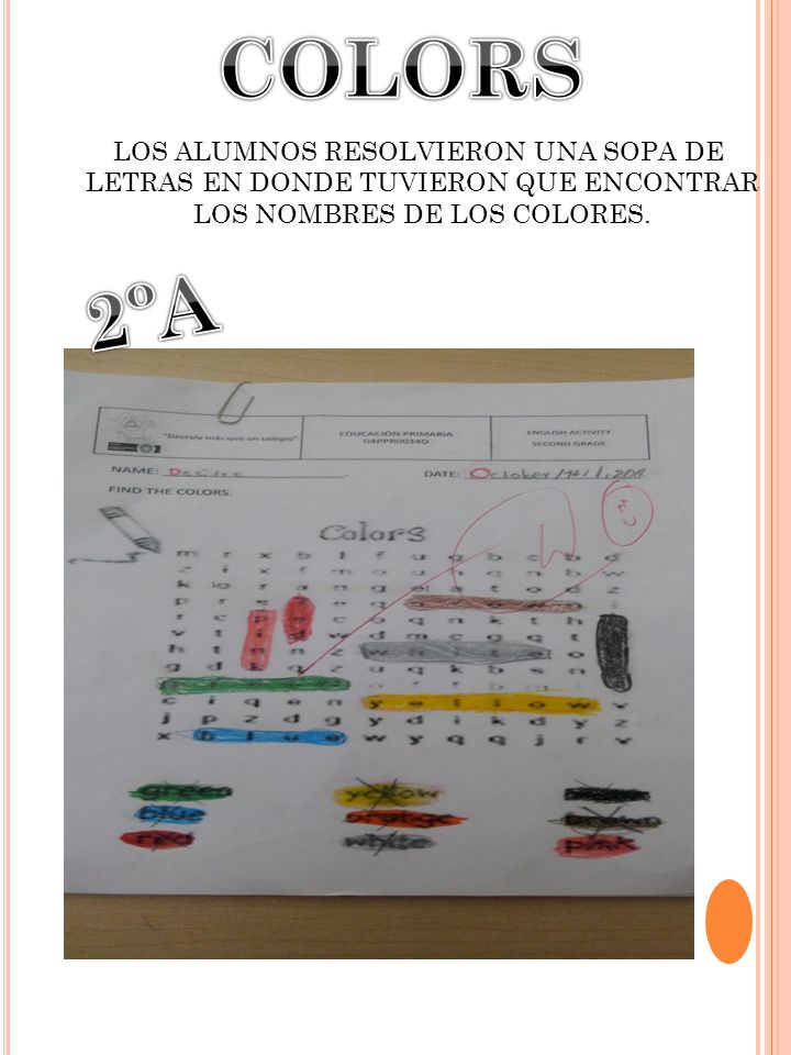 COLORS 2ºA LOS ALUMNOS RESOLVIERON UNA SOPA DE
