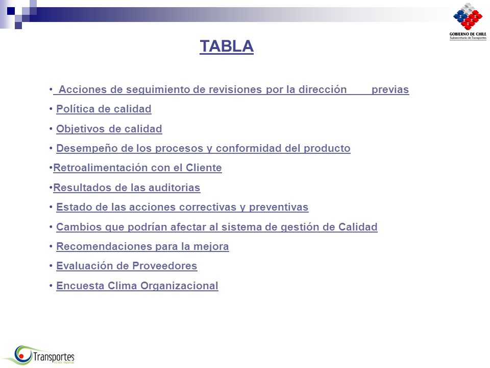 TABLA Acciones de seguimiento de revisiones por la dirección previas