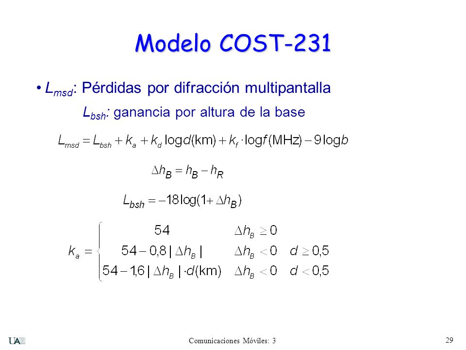 Modelo COST-231 Lmsd: Pérdidas por difracción multipantalla