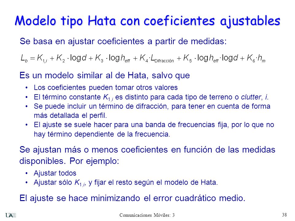 Modelo tipo Hata con coeficientes ajustables