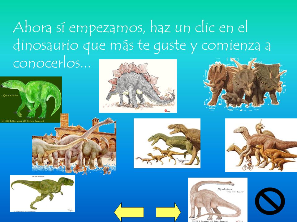 Ahora sí empezamos, haz un clic en el dinosaurio que más te guste y comienza a conocerlos...