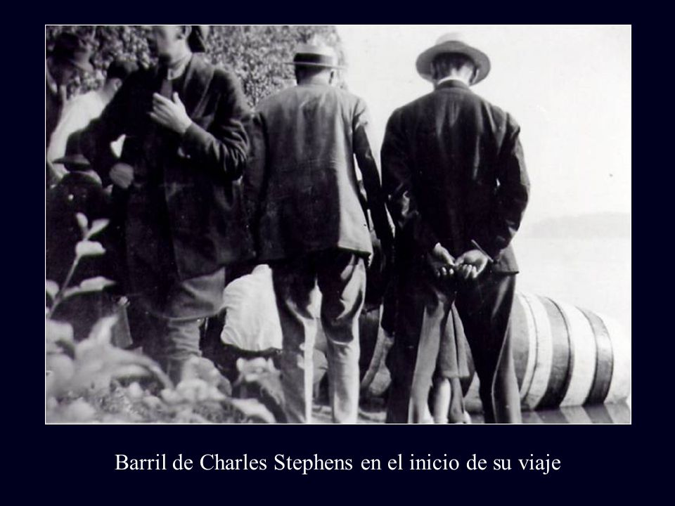 Barril de Charles Stephens en el inicio de su viaje