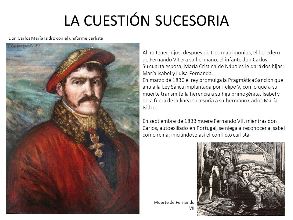 LA CUESTIÓN SUCESORIA Don Carlos María Isidro con el uniforme carlista.