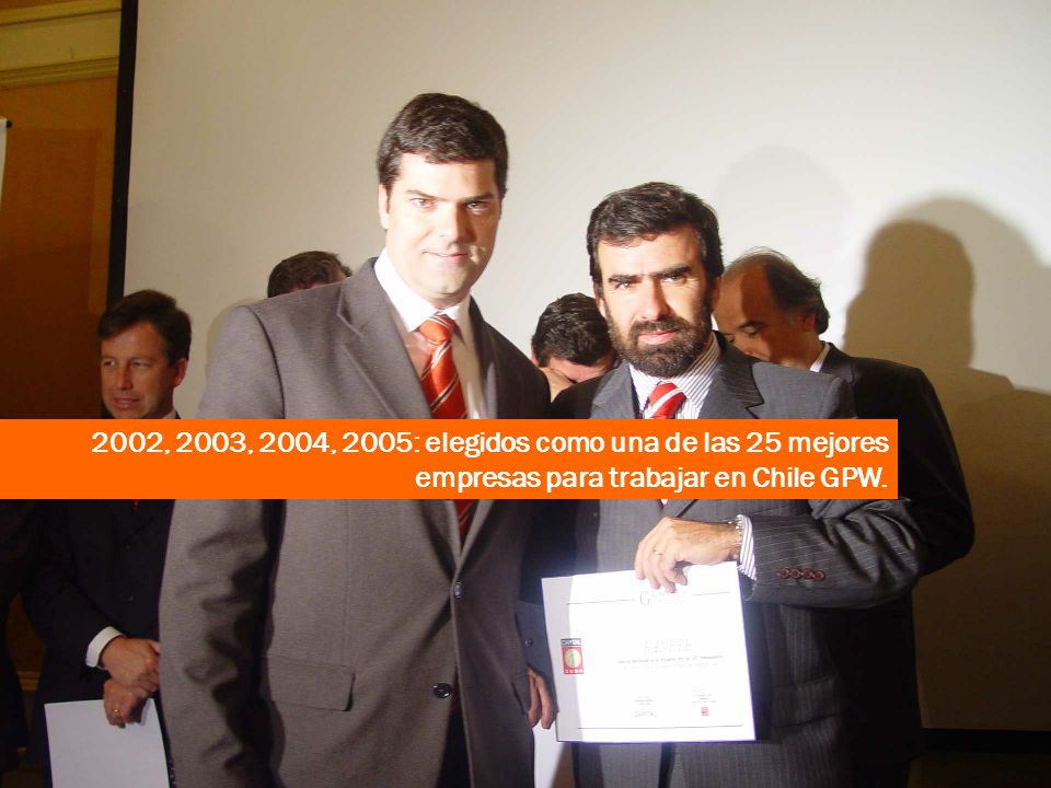 2002, 2003, 2004, 2005: elegidos como una de las 25 mejores empresas para trabajar en Chile GPW.