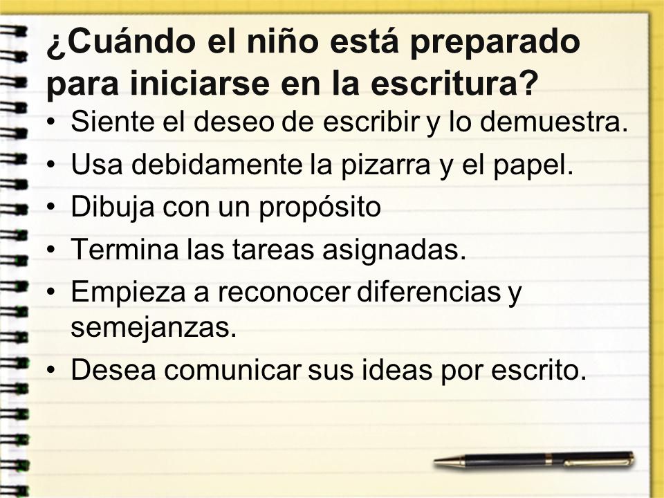 ¿Cuándo el niño está preparado para iniciarse en la escritura