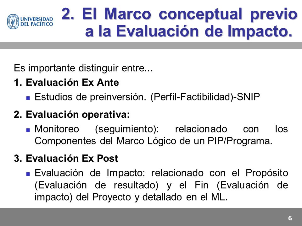 2. El Marco conceptual previo a la Evaluación de Impacto.