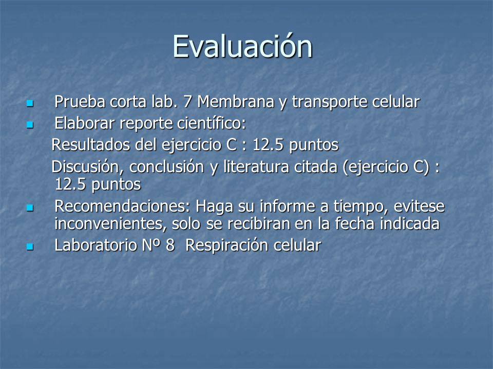 Evaluación Prueba corta lab. 7 Membrana y transporte celular