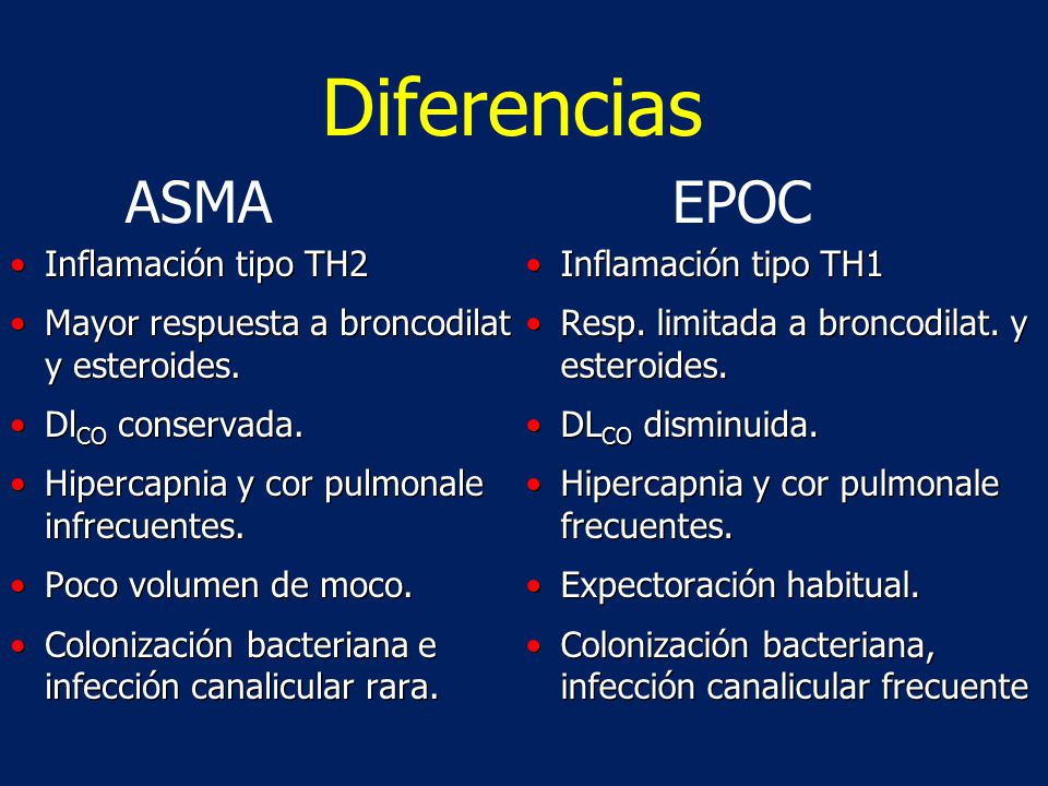 Diferencias ASMA EPOC Inflamación tipo TH2