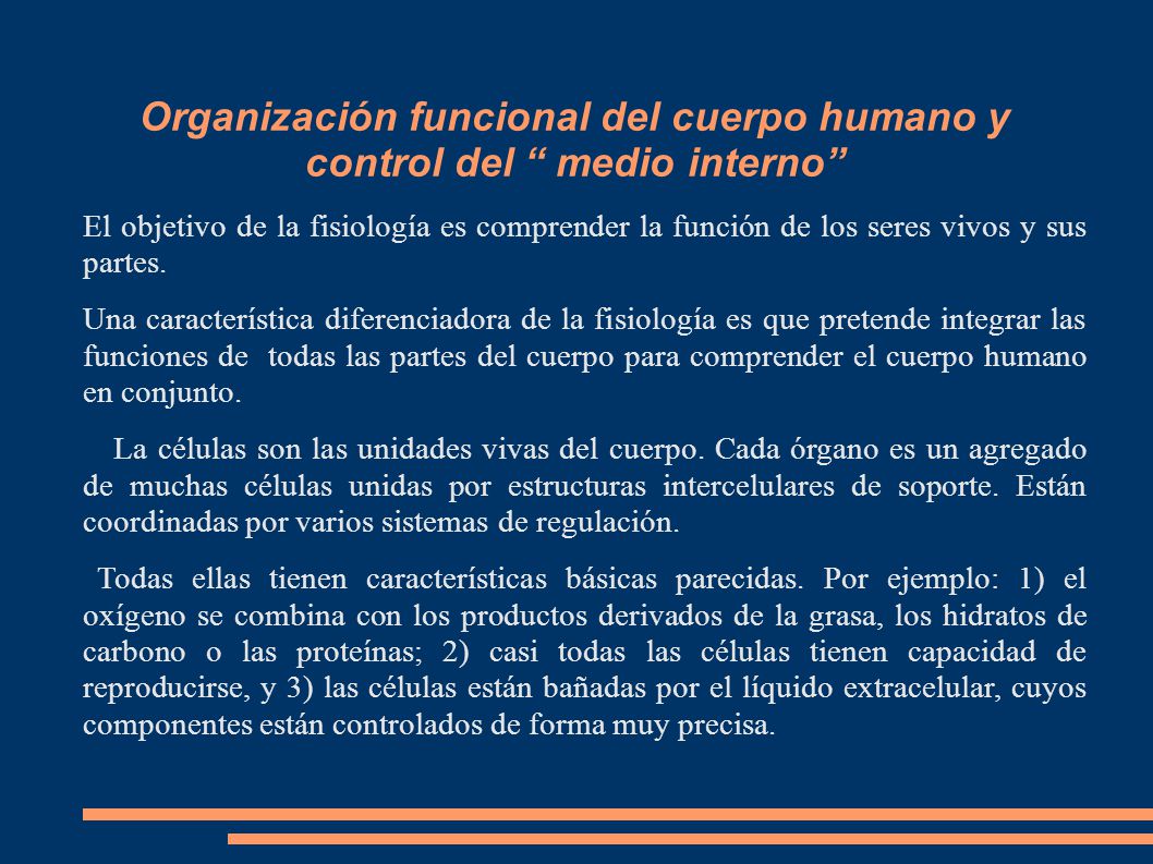Organización funcional del cuerpo humano y control del medio interno