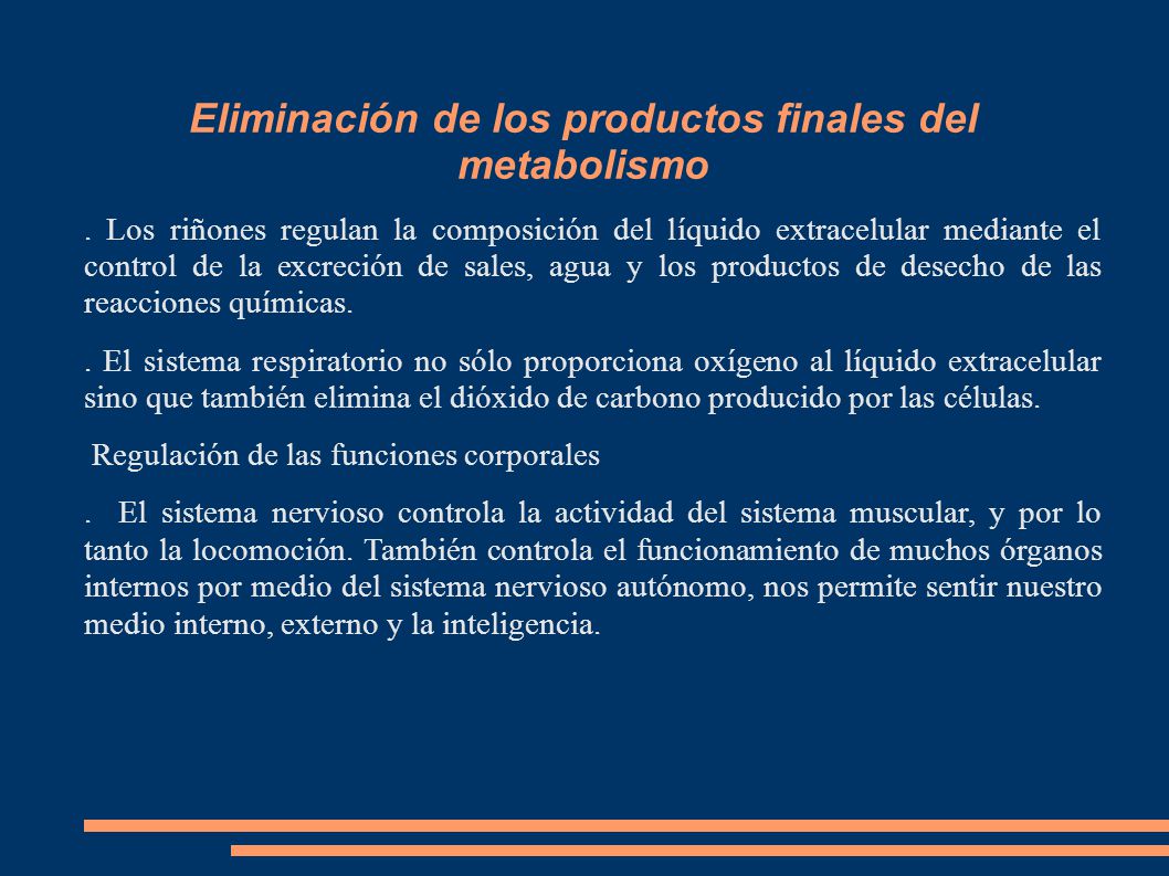 Eliminación de los productos finales del metabolismo