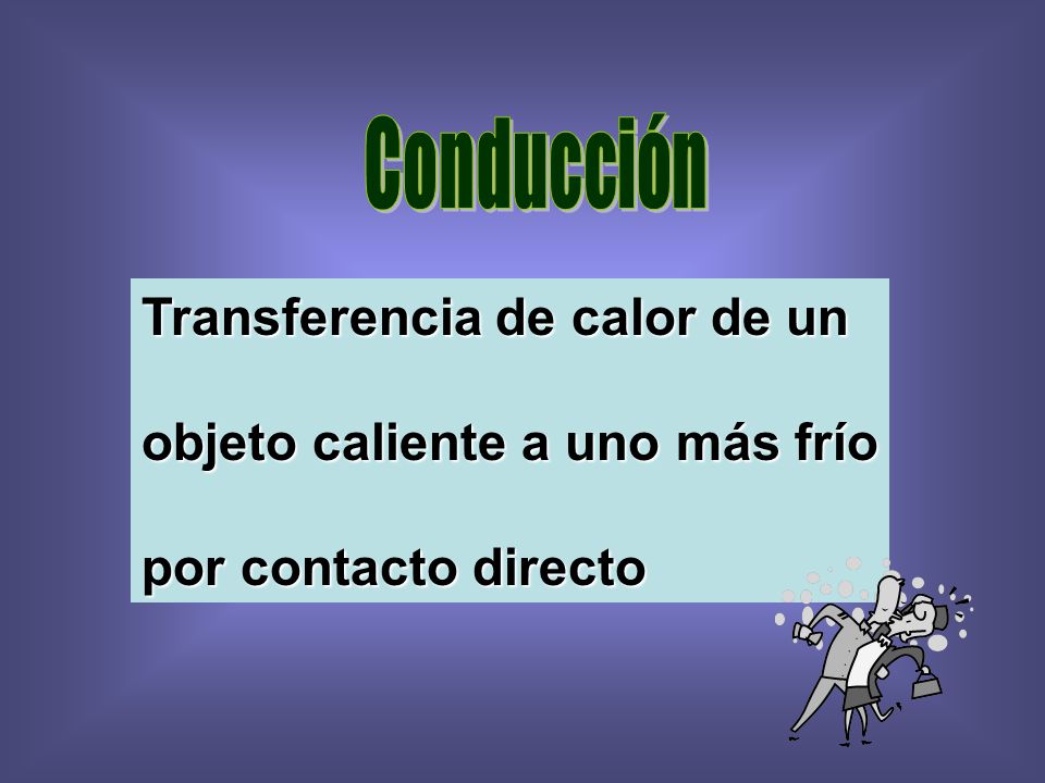 Conducción Transferencia de calor de un objeto caliente a uno más frío