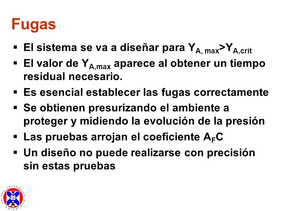 Fugas El sistema se va a diseñar para YA, max>YA,crit