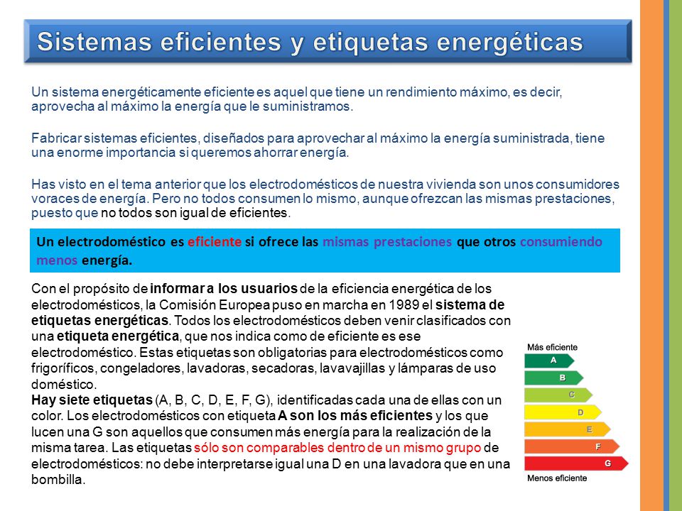Sistemas eficientes y etiquetas energéticas