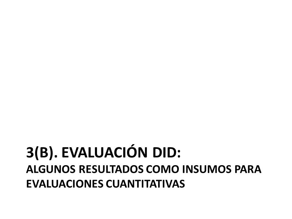 3(b). Evaluación DID: ALGUNOS resultados como insumos para evaluaciones cuantitativas