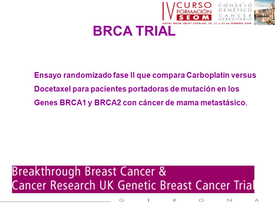 BRCA TRIAL Ensayo randomizado fase II que compara Carboplatin versus