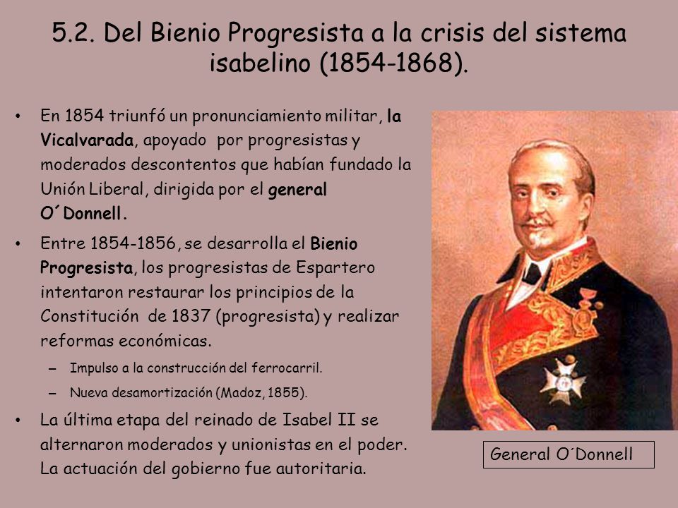 5.2. Del Bienio Progresista a la crisis del sistema isabelino ( ).