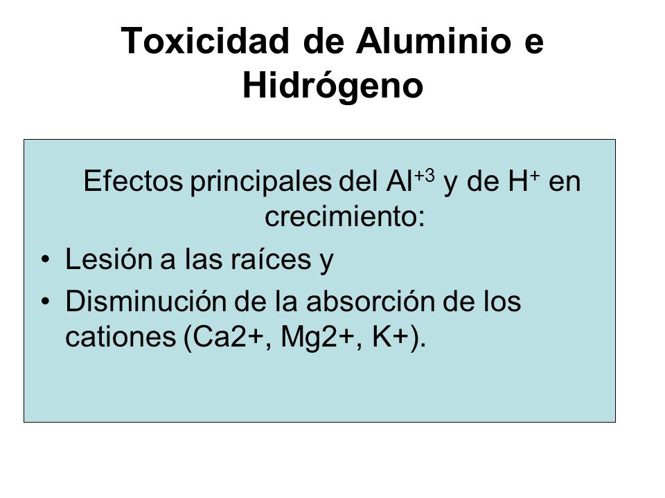 Toxicidad de Aluminio e Hidrógeno