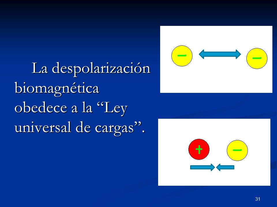 La despolarización biomagnética obedece a la Ley universal de cargas .