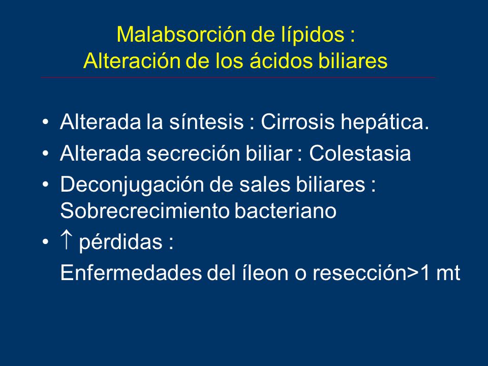 Malabsorción de lípidos : Alteración de los ácidos biliares