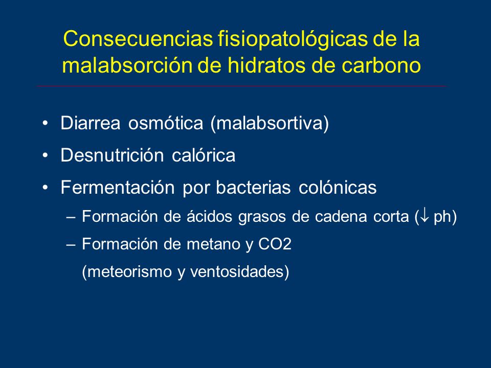 Consecuencias fisiopatológicas de la malabsorción de hidratos de carbono