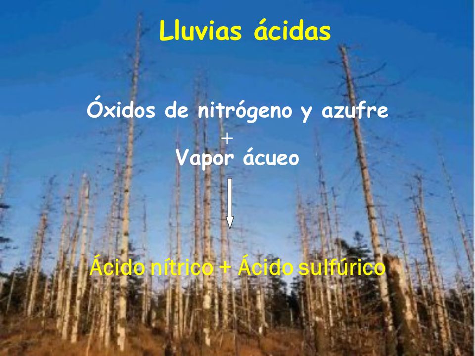 Óxidos de nitrógeno y azufre Ácido nítrico + Ácido sulfúrico