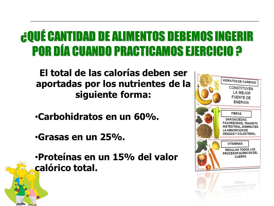 ¿QUÉ CANTIDAD DE ALIMENTOS DEBEMOS INGERIR POR DÍA CUANDO PRACTICAMOS EJERCICIO