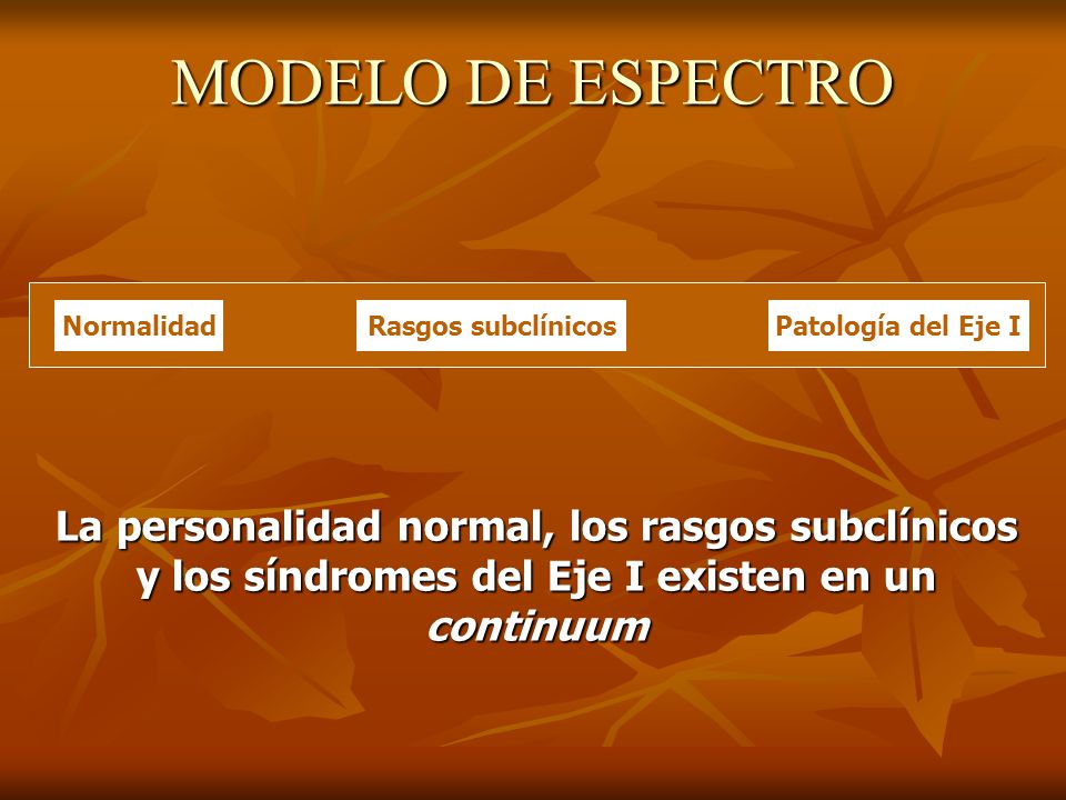MODELO DE ESPECTRO Normalidad. Rasgos subclínicos. Patología del Eje I.