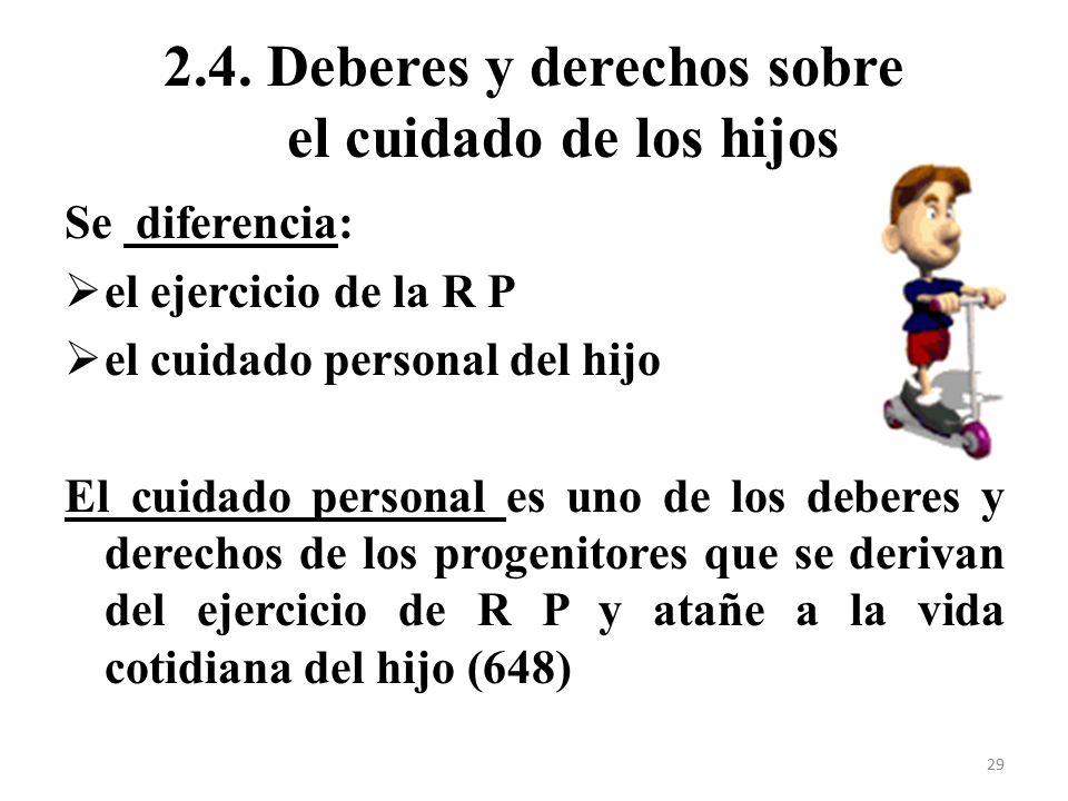 2.4. Deberes y derechos sobre el cuidado de los hijos
