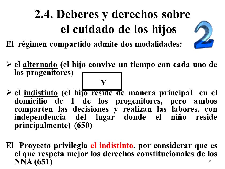 2.4. Deberes y derechos sobre el cuidado de los hijos