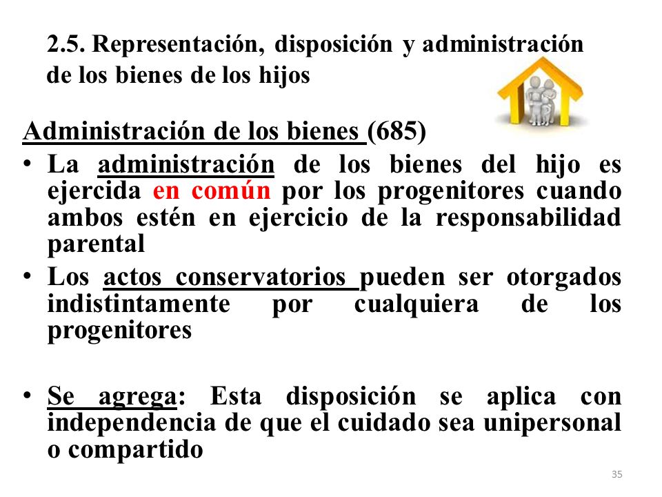 2.5. Representación, disposición y administración de los bienes de los hijos
