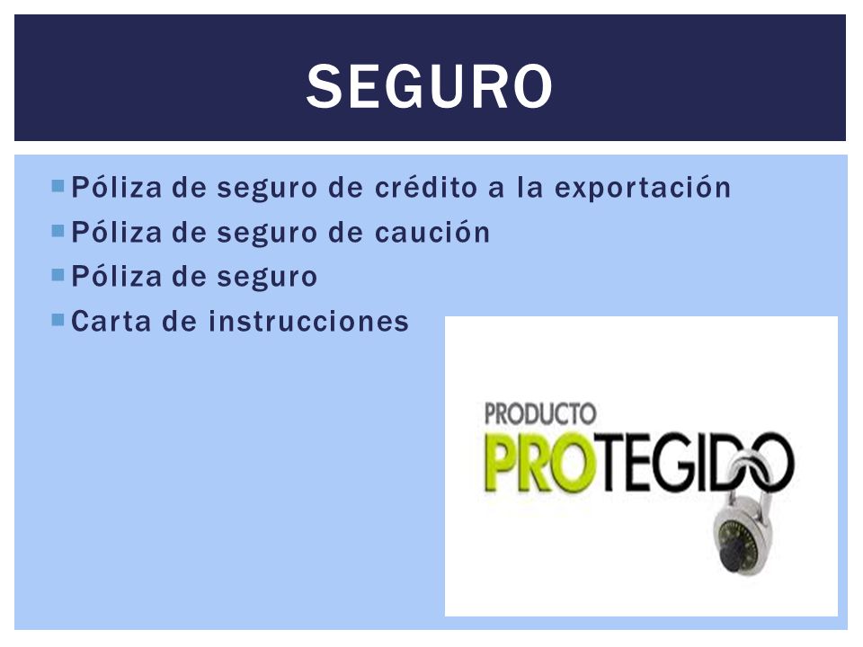 SEGURO Póliza de seguro de crédito a la exportación