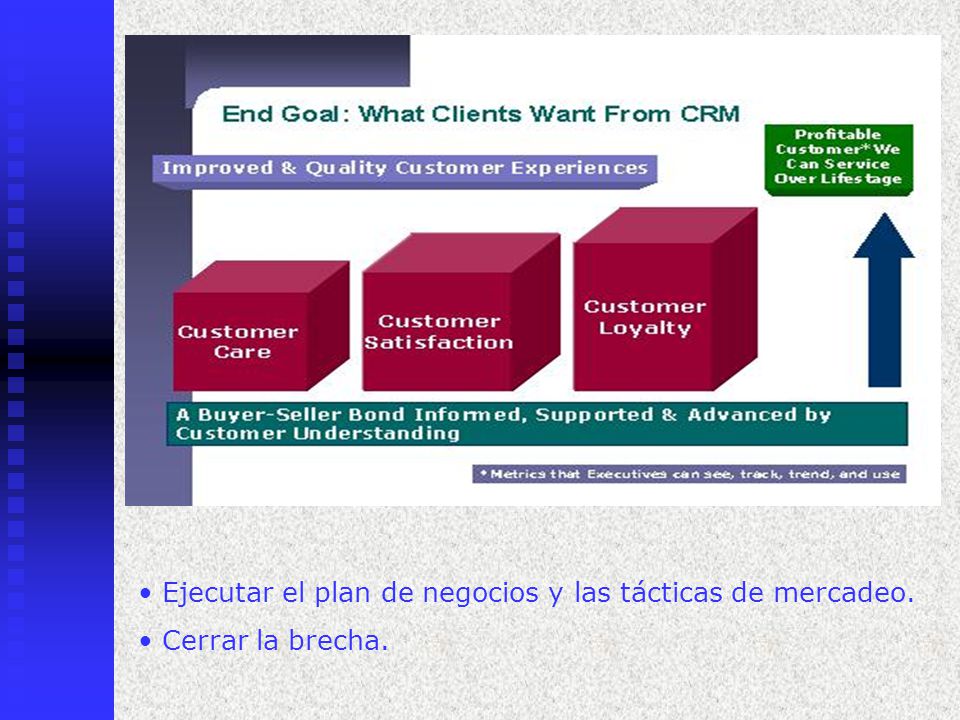 Ejecutar el plan de negocios y las tácticas de mercadeo.