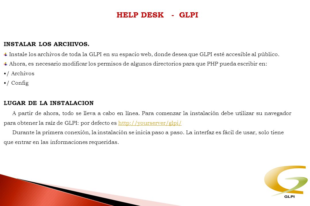 HELP DESK - GLPI INSTALAR LOS ARCHIVOS.