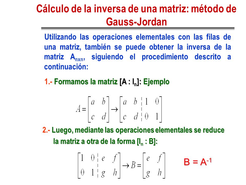 Cálculo de la inversa de una matriz: método de Gauss-Jordan