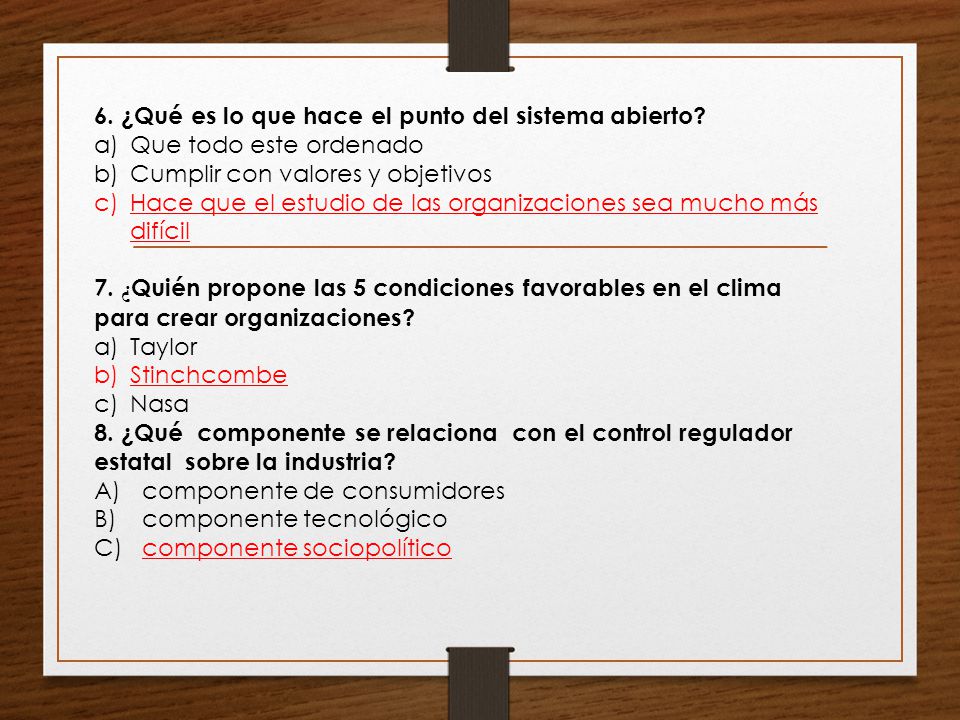 6. ¿Qué es lo que hace el punto del sistema abierto