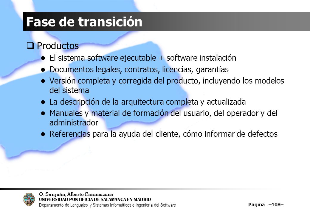 Fase de transición Productos