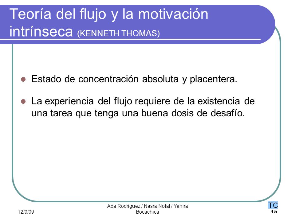 Teoría del flujo y la motivación intrínseca (KENNETH THOMAS)
