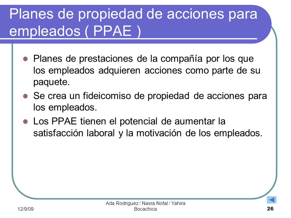 Planes de propiedad de acciones para empleados ( PPAE )